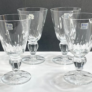 Schott Cristal Zwiesel Crystal Water Wine Glasses SET Of 4 Cut Crystal Goblets Made in Germany Vintage Wine Glasses with Knob Stem