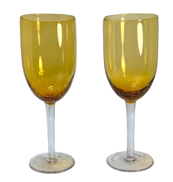 2 Dark Amber Crackle Glass Wine Glasses 10" Tall Crackled Glass Water  Goblets Vintage Pier 1? Vintage Home Dining Pier 1 Amber Crackle Glass -  Etsy