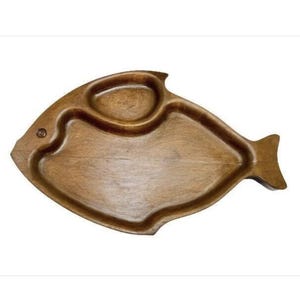 Vintage Stanwood Trays Carved Wood Fish Platter Divided Serving Tray Dundee Illinois Vintage Nautical Coastal Home Decor Wood Serving Tray
