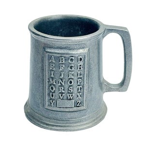 Vintage Wilton Armetale Metal Alphabet Child&#39;s ABC Mug Kids Collection Cup Pewter Look Aluminum Alloy Drinkware Baby Shower Gift