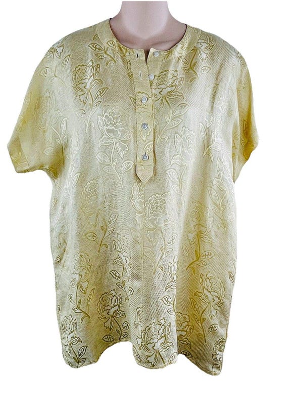 Escada, Vintage 80's ESCADA for Neiman Marcus Size 40 Blouse Women's 10 Medium Silk & Linen Buttery Yellow Top Made in West Germany