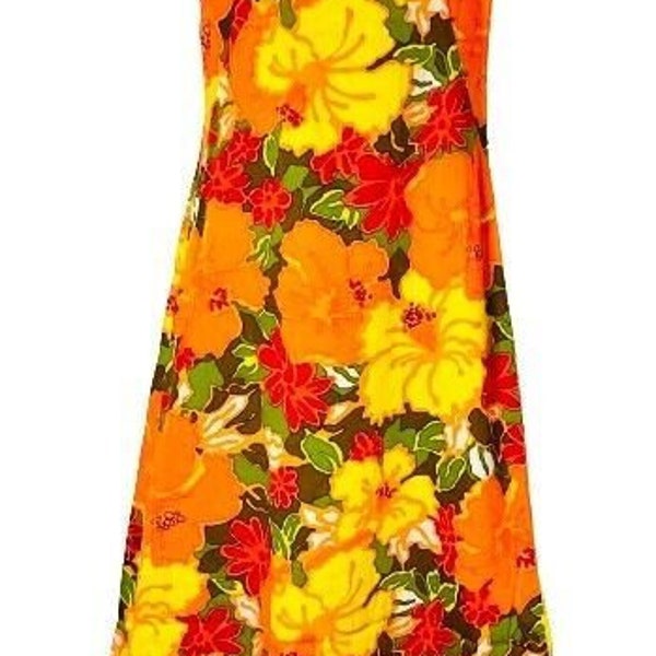 VINTAGE Hale Muu Ala Moana Hawaii Dress / Womens Size XS Tropical Floral Sleeveless Maxi Dress / Vintage Extra Small Hawaiian Dress / MCM