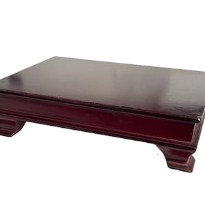Vintage Wood Display Stand Dark Finish 4 Leg Rectangle Pedestal 5x7 Base Riser