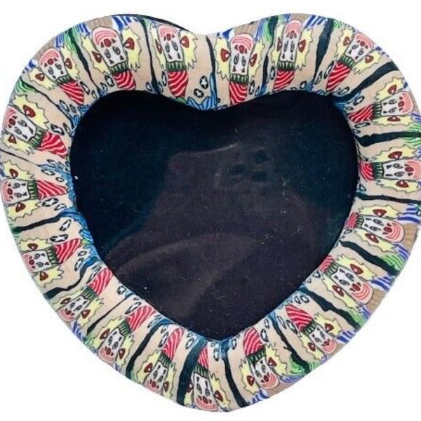 VINTAGE World Showcase Heart Photo FRAME Polymer Clay Artistry Clown Millefiori Canes / Polymer Clay Frame / Clown Polymer Clay Frame Gift