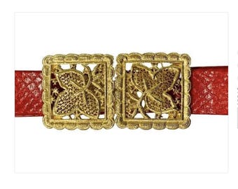 Vintage 90s Mimi Di N Womens Goldtone Paisley Buckle Faux  display picture 1