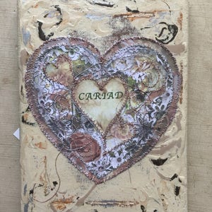 Fiddlestitch Cariad Heart Canvas. Welsh Heart Canvas. Welsh Gift.