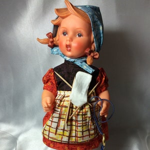 M I Hummel Vinyl Doll,Happy Pasttime; Series 1700 Hummel Doll named Gretl, M.I Hummel, copyright, Goebel stylized bee, Aus Dem Hause Goebel