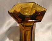 Amber Candleholder, six-sided base