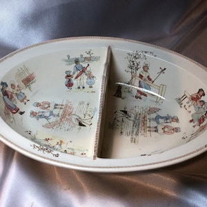 Antique French Sarreguemines Child&#39;s Wash Basin, Kate Greenaway