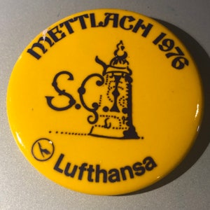 Mettlach 1976 SCI Convention button; Lufthansa; button SCI; stein club international button