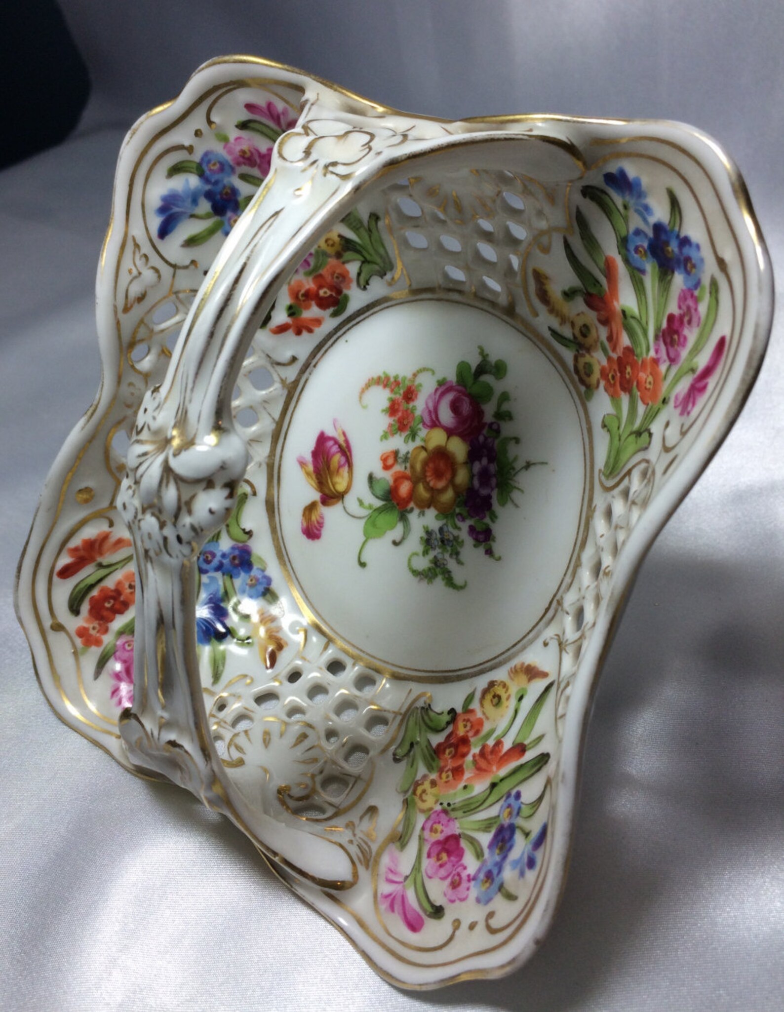 Dresden Reticulated Basket German Dresden Cross Hatching Etsy