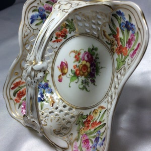 Dresden Reticulated Basket; German dresden, cross hatching, basket