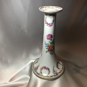 Tall Dresden Germany China Candleholder; 9&quot; high