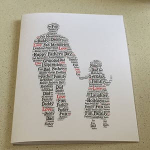 Carte de fête des pères, typographie Word Art A5 carte ou impression, fête des pères, anniversaire, Noël, papa, papa, père