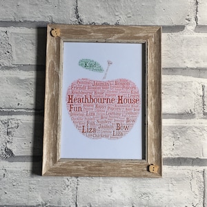 Word Cloud Shape 5x7 framed, Typography Framed Word Art Print, Word Picture, Word Cloud