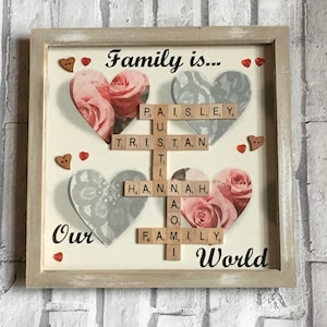 Large Scrabble Art Frame, Anniversaries, Special Birthdays, Wedding, Family, Scrabble Frame