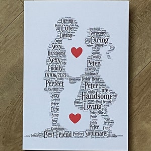 Valentinstag Typografie A5 Karte, Wortkunst, personalisierte Karte, Typografie Karte, Valentinstag, Loved One