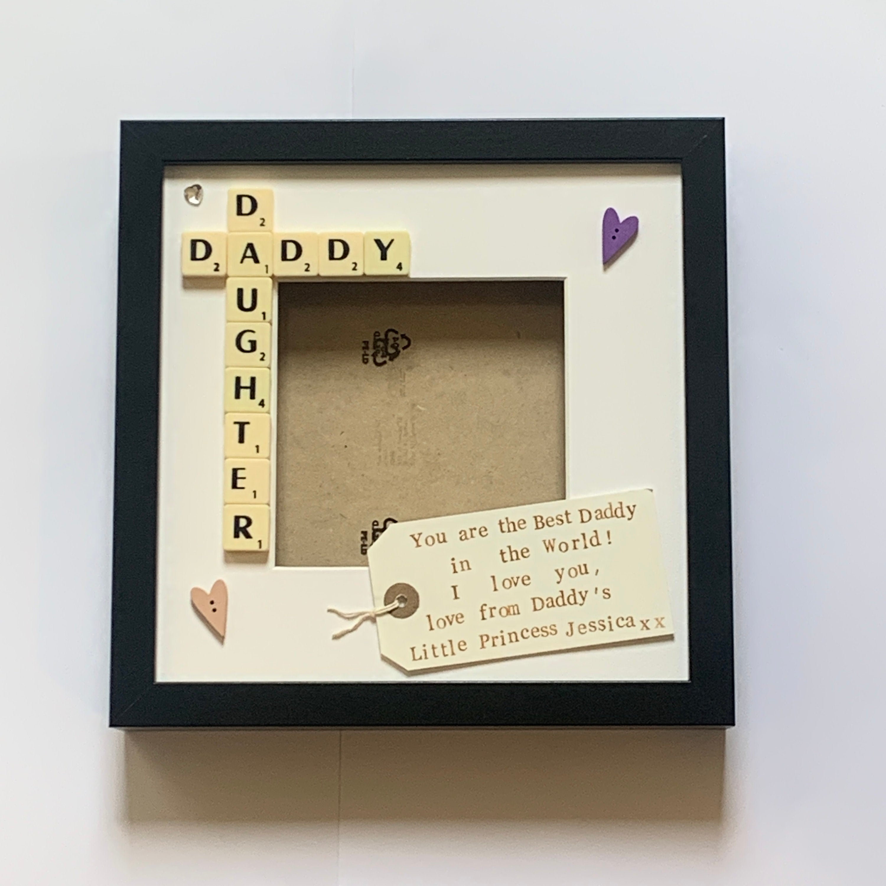 Daddy Scrabble Frame Daddy Daughter Scrabble Art Photo Frame With Personalised Message. - Etsy
