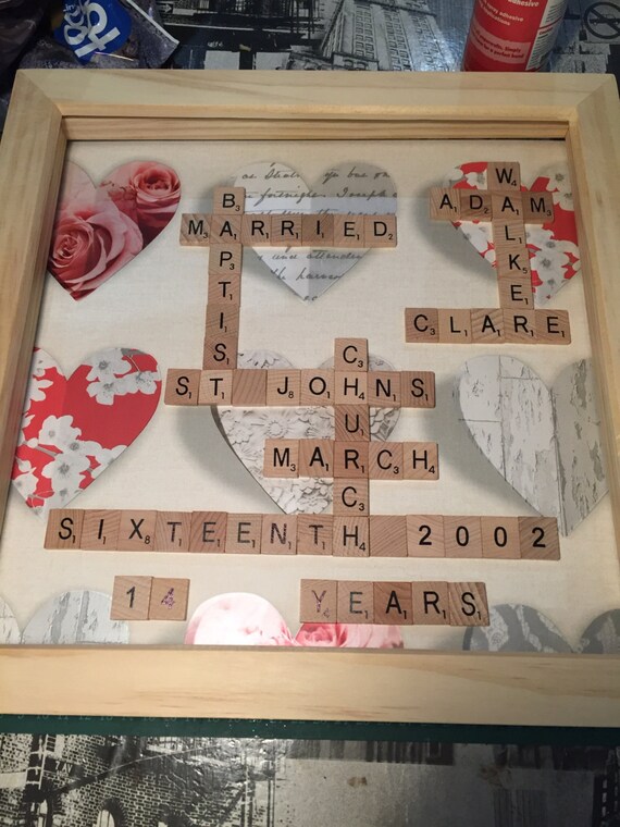 A Plastique//Bois Scrabble Art Cadre Photo Personnalisé Word//Cœur Toute Occasion