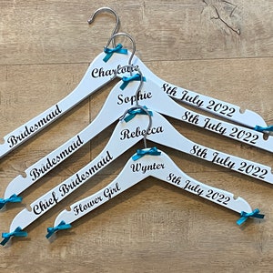 Wedding Hangers Personalised, Bride&#39;s Hanger, Bridesmaid Dress Hangers, Wedding Dress Hanger, Maid of Honour Dress Hanger, Bridal Party Gift