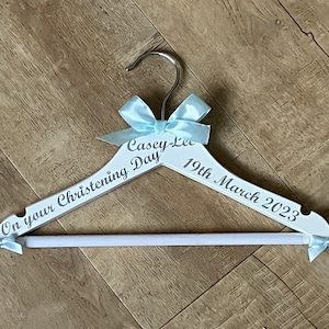 Christening Outfit Personalised Baby Hanger, Keepsake and Photo prop for Christening, New Baby, Naming ceremony, Nursery Decor
