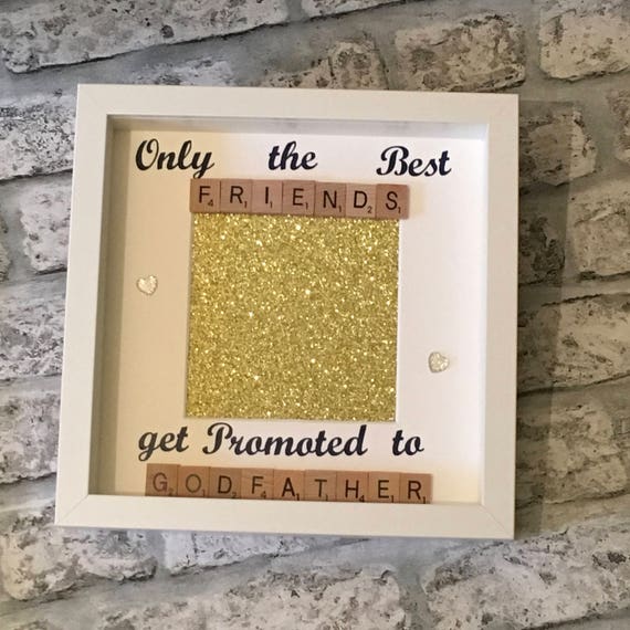 Only The Best Friends Get Promoted To Godparents Scrabble Photo Frame Xmas