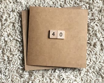 Scrabble Tile Birthday Card, Kraft Card with Envelope (6x6")