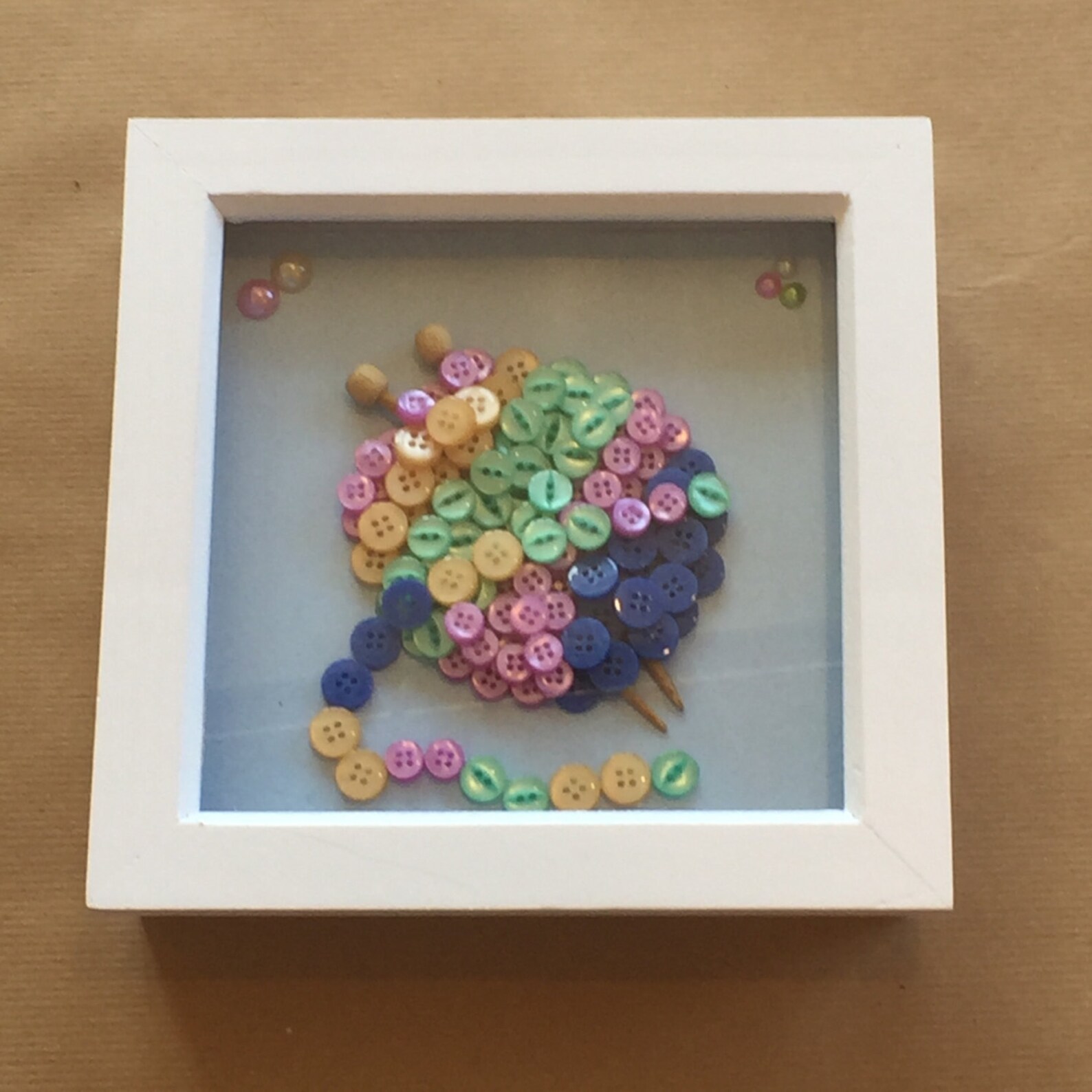 Knitting Wool Button Art Frame Knitting Needles and Wool Etsy