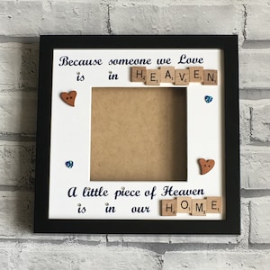 Memory Frame, Memorial Frame, Scrabble Art Frame, Scrabble Frame, Little Piece of Heaven Photo Frame, Loved One Memory Frame,
