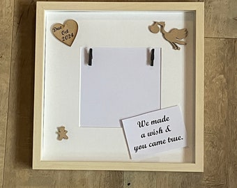 Cornice personalizzata per ecografia neonatale, regalo cicogna in legno, foto 5x5
