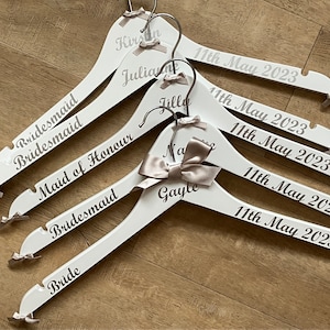 Wedding Hangers Personalised x10, Bridesmaid Dress Hangers, Wedding Day Hanger, Maid of Honour Dress Hanger, Bridal Hangers, Dress Hanger