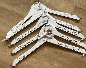 Personalised Wedding Hangers, Bridal Party Keepsake, Set of 10