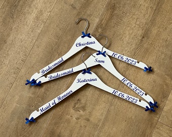 Wedding Hangers, Personalised, Bridesmaid Dress Hangers, Wedding Dress Hanger, Maid of Honour Hanger, Bridal Party Gift, Dress Hanger