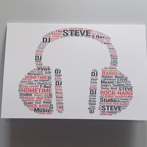 Personalised A5 Word Art Birthday Card, Typography Word Cloud