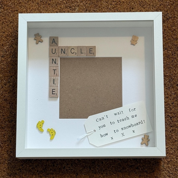 Auntie and Uncle Scrabble Tile Frame, Personalised Photo Gift