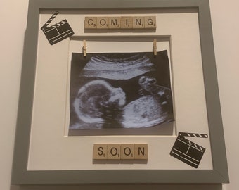 Cornice per foto con ecografia neonatale, Scrabble Art, Ciak cinematografico, 10x10