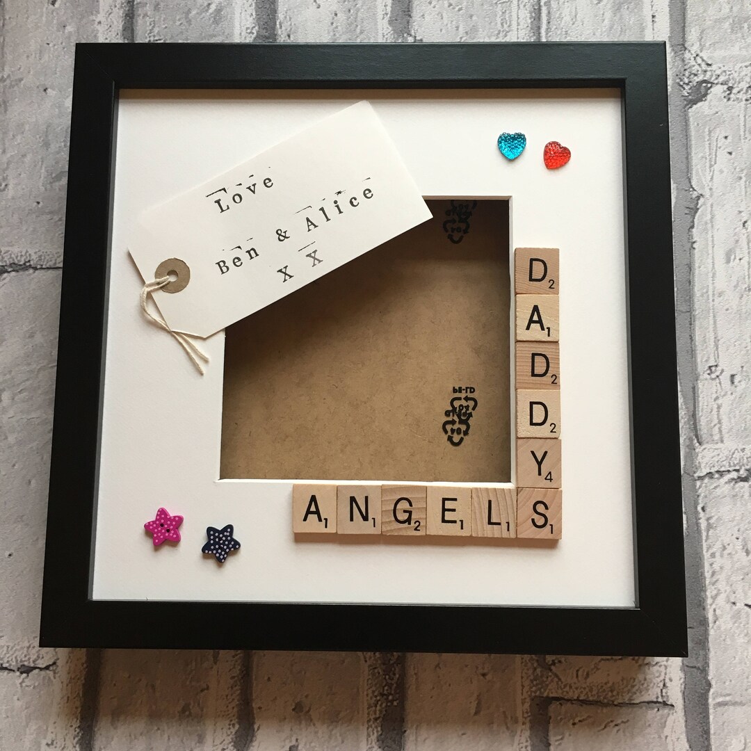 Daddy Scrabble Frame Daddy's Angels, Stars, Monsters Frame, Personalised Scrabble Frame ...
