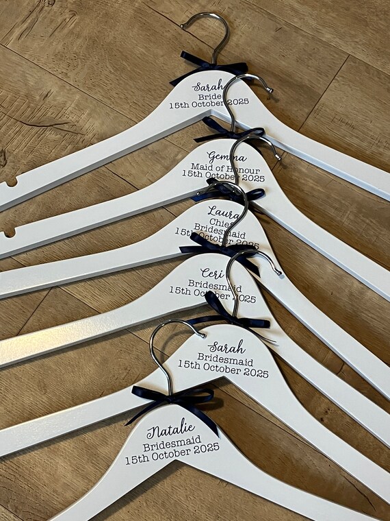 Simple Top Detail Wedding Hanger Personalised With Text and Colours Etsy