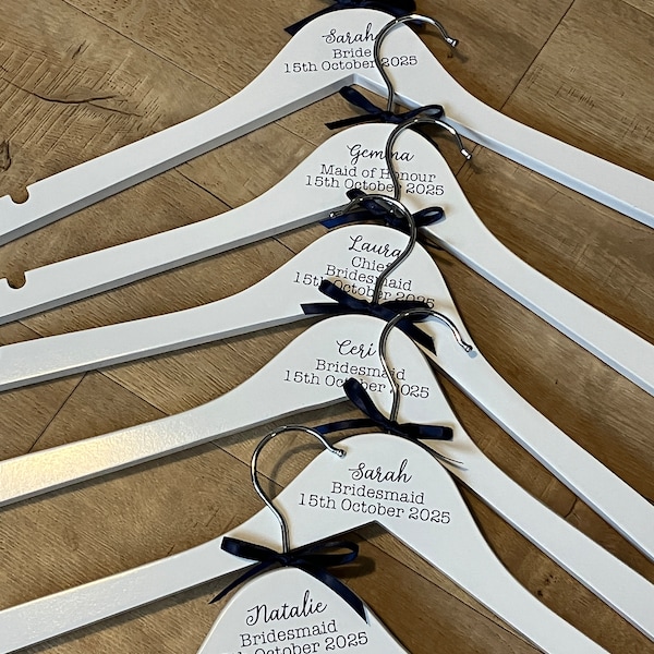 Simple Top Detail Wedding Hanger - Personalised with text and colours