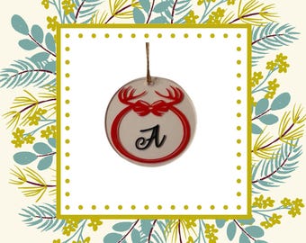 Antler Initial Bauble – Personalized Christmas Ornament