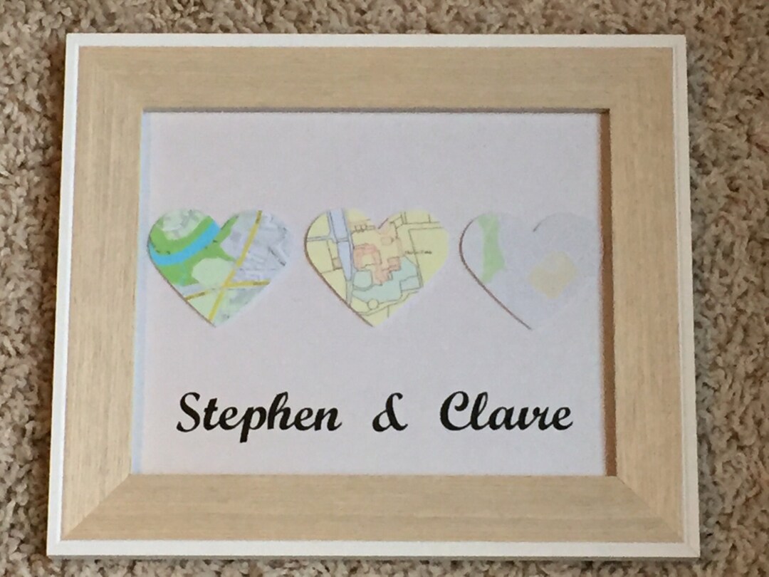 Heart Map Frame Love Map Frame, Maps to My Heart Frame, Personalised Map Frame ...