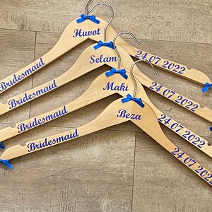 Wedding Personalised Hangers x 6, Bride&#39;s Hanger, Bridesmaid Dress Hangers, Wedding Day Hanger, Maid of Honour Dress Hanger, Bridal Hangers