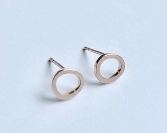 585 rose gold stud earrings open circle