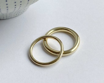 585 round wedding rings, 2 mm / 3 mm rings