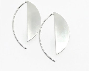 Silver earrings half moon