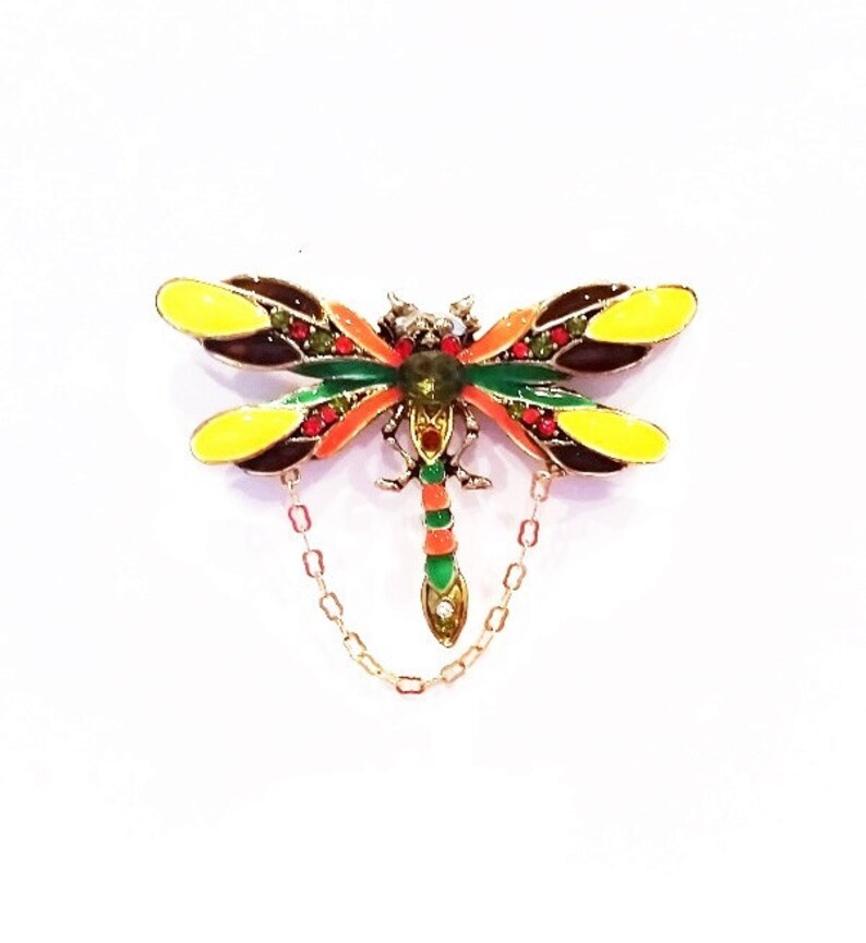 Eyeglass Holder/brooch Multi Colored Dragonfly Etsy