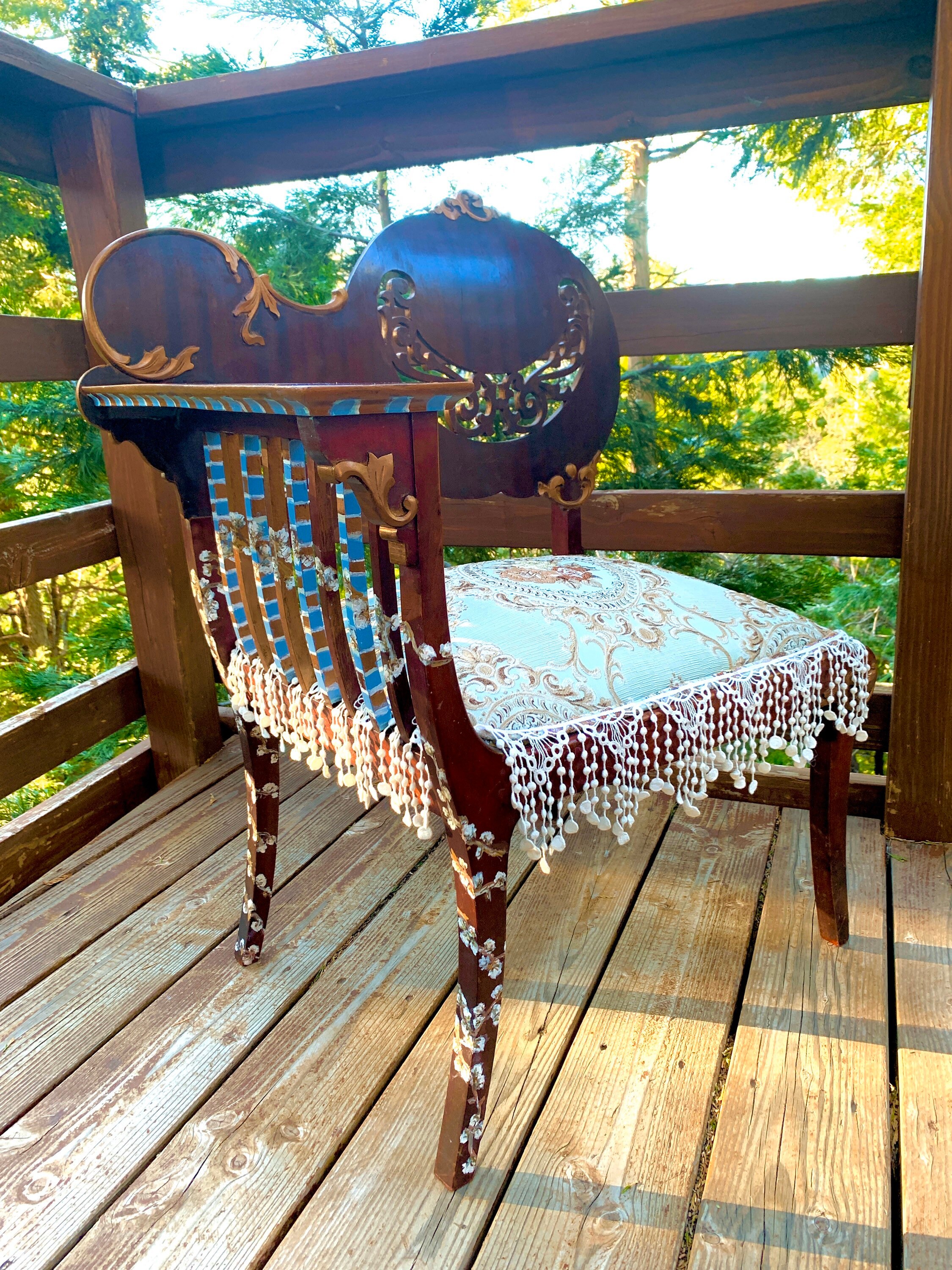 Vanity Chair vintage Revamped . Custom Order Hand Painted. - Etsy