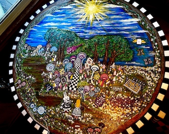 Children’s  Fantasy themed table  Alice in Wonderland.  Down the rabbit hole custom made to order.