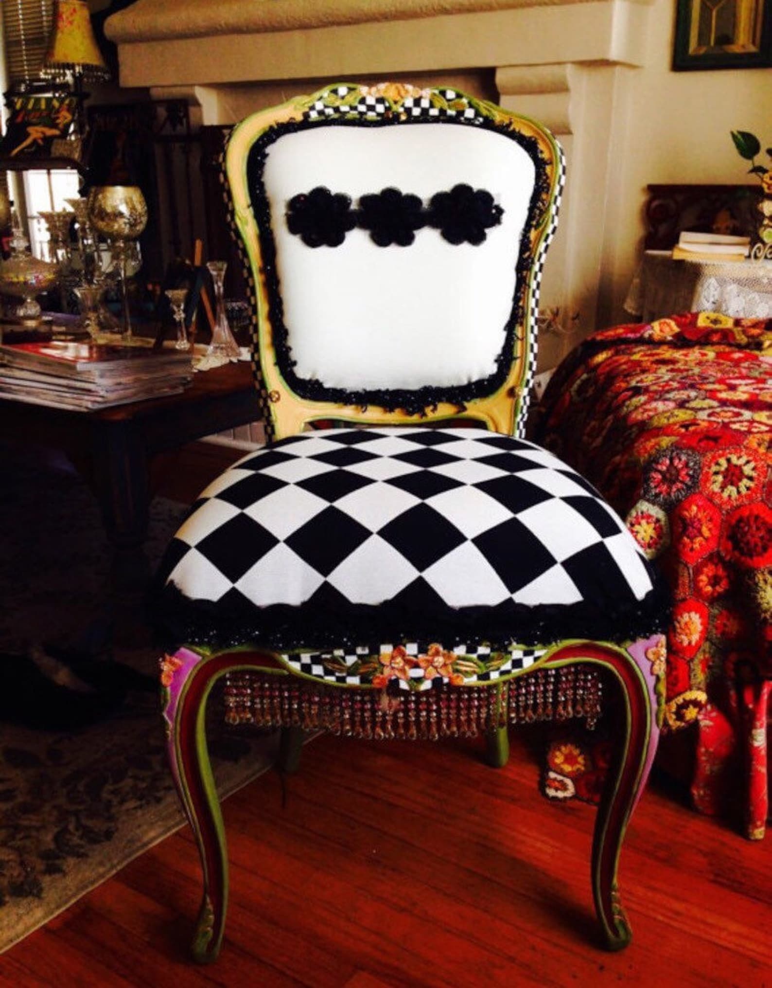 Custom Reupholstered Chair: Redesigned Hand-Painted Furniture