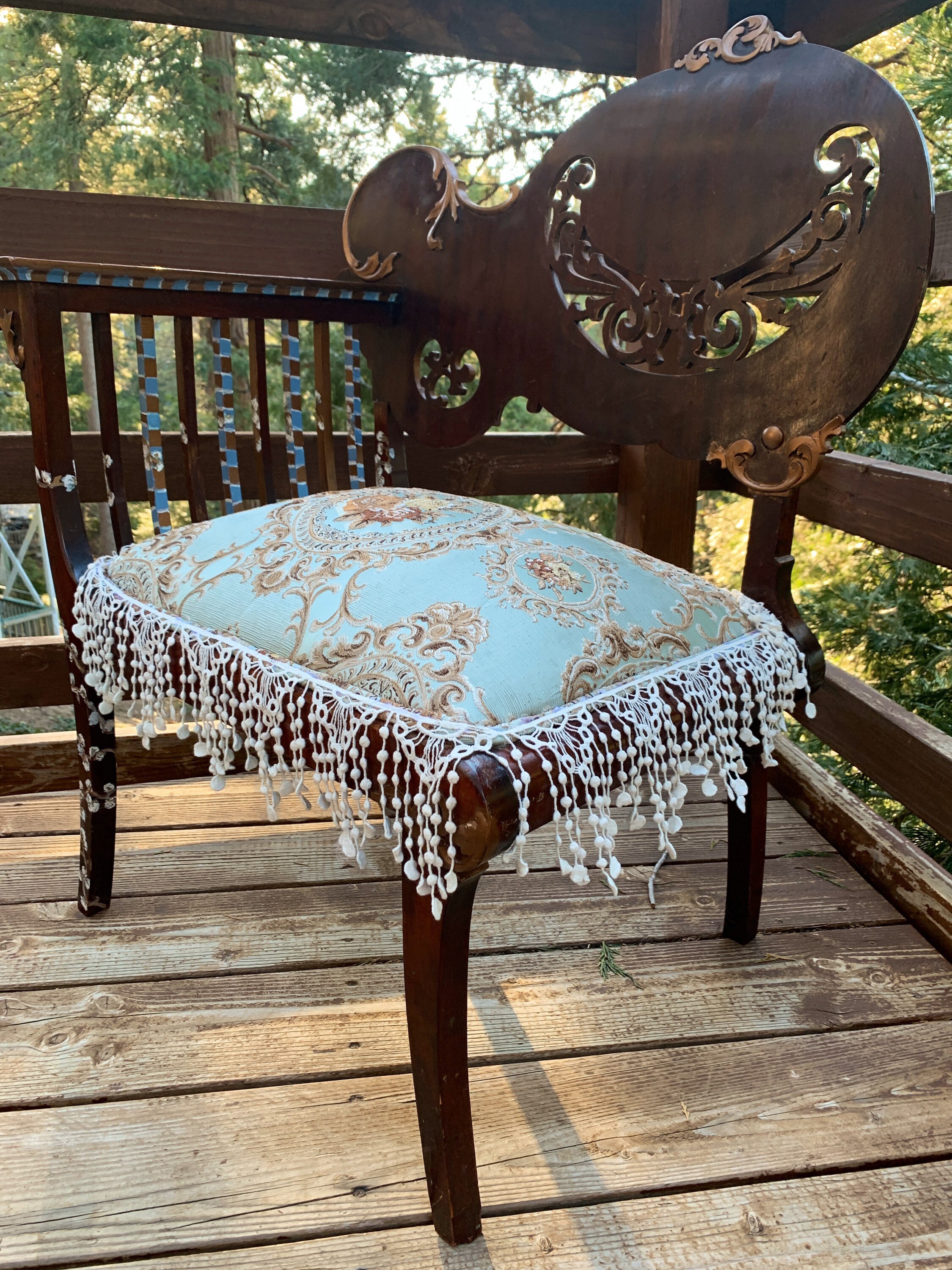 Vanity Chair vintage Revamped . Custom Order Hand Painted. - Etsy